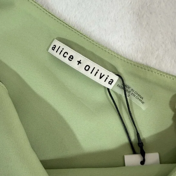 NWT Alice + Olivia Revolve Women's Green One-Shoulder Cutout Karoline Dress 2 - Picture 9 of 15